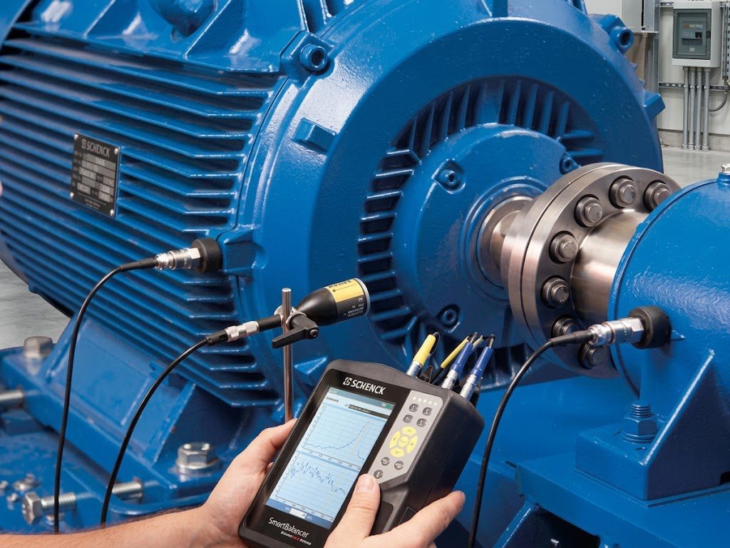 Vibration readings being taken on an electric motor